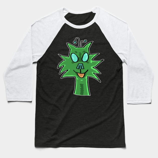 Green alien cat Baseball T-Shirt by Alien-thang